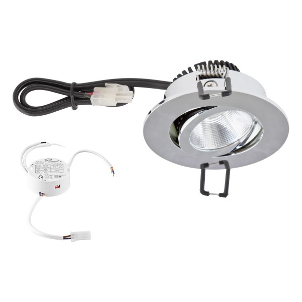 EVN LED Leuchte Chrom schwenkbar rund 83x32mm 6W 4000K 683lm 21-40° 200-240V IP20