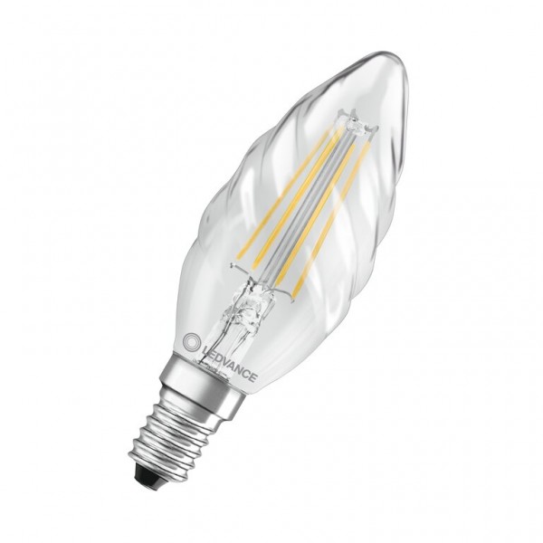 Osram / Ledvance Kerze BW LED Filament Performance 4-40W 827 warmweiß 470lm E14 klar gedreht 300° 220-240V