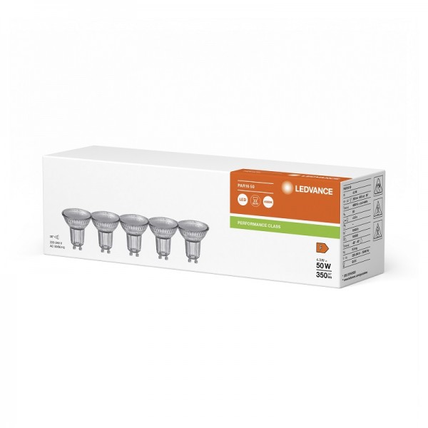 Osram / Ledvance LED Reflektor PAR16 36° Performance 4,3-50W/840 kaltweiß 350lm GU10 220-240V 5er