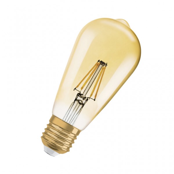 Osram / Ledvance Vintage 1906 Edison LED Filament 6.5-55W 824 extra warmweiß 725lm dimmbar E27 gold 300° 220-240V