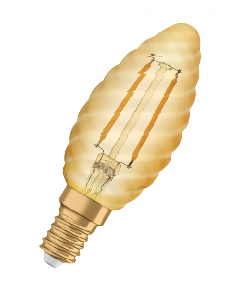 Osram / Ledvance Vintage 1906 Kerze BW LED Filament 1.5-12W 824 extra warmweiß 120lm E14 gold gedreht 300° 220-240V