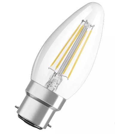 Osram / Ledvance Star Kerze B35 LED Filament 4-40W 827 warmweiß 470lm B22d klar 300° 220-240V