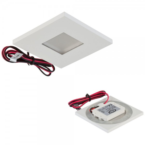 EVN LED Leuchte weiß(V4A) viereckig 76x76x10mm 0,6W 3000K 32lm 12V IP44