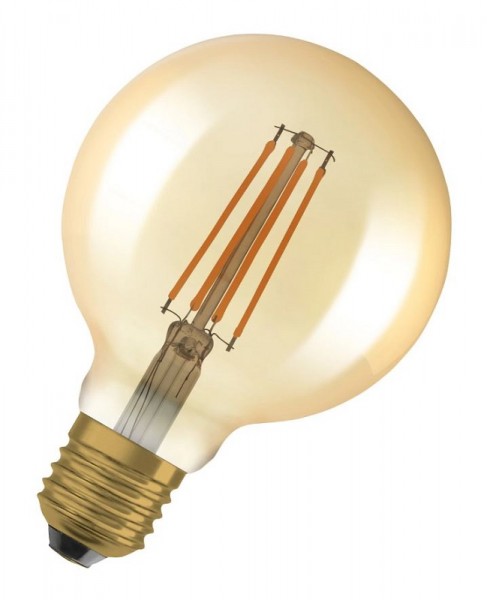 Osram / Ledvance Vintage 1906 Globe G95 LED Filament 6.5-55W 824 extra warmweiß 725lm dimmbar E27 gold 300° 2er Blister 220-240V