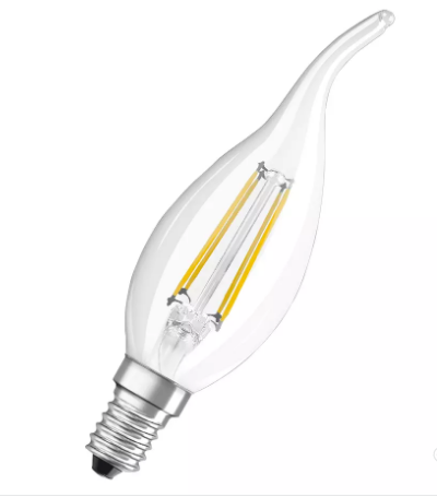 Osram / Ledvance Retrofit Kerze BA LED Filament 4-40W 827 warmweiß 470lm E14 klar Windstoß 300° 220-240V