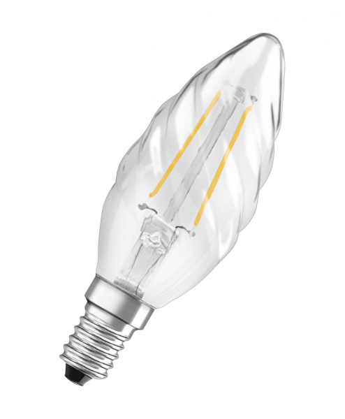 Osram / Ledvance Retrofit Kerze BW LED Filament 2.8-25W 827 warmweiß 250lm dimmbar E14 klar gedreht 300° 220-240V