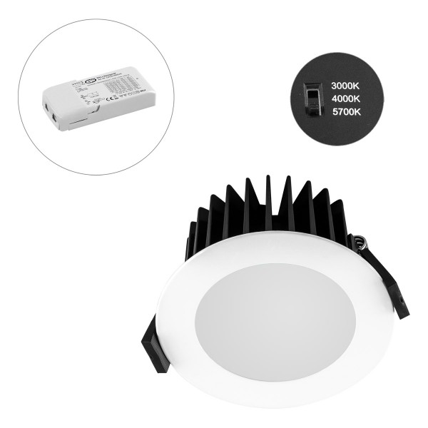 EVN LED Downlight weiß rund 103x43mm 10W 3000-5700K 827 bis 1076lm >80° 220-240V IP44