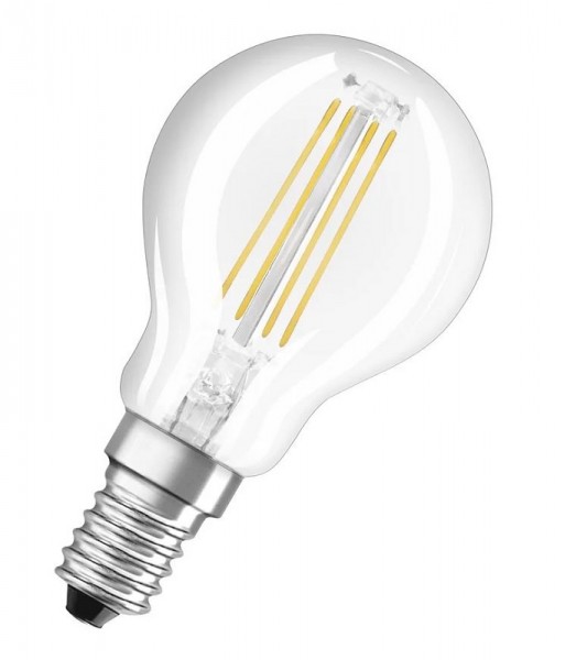 Osram / Ledvance Superstar+ Tropfen P LED Filament 3.4-40W 940 kaltweiß 470lm dimmbar E14 klar 300° 220-240V