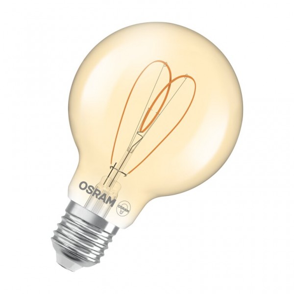 Osram / Ledvance Vintage 1906 Globe G80 LED Filament Heart 4.9-40W 922 extra warmweiß 470lm dimmbar E27 Gold 300° 220-240V