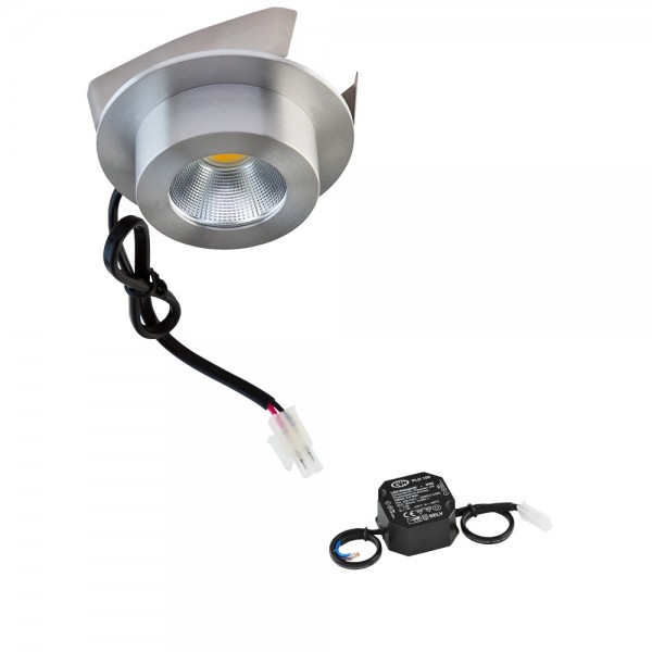 EVN Power-LED Leuchte inkl.Netzgerät Aluminium rund 83x43mm 6W 3000K 620lm 21-40° 220-240V IP20