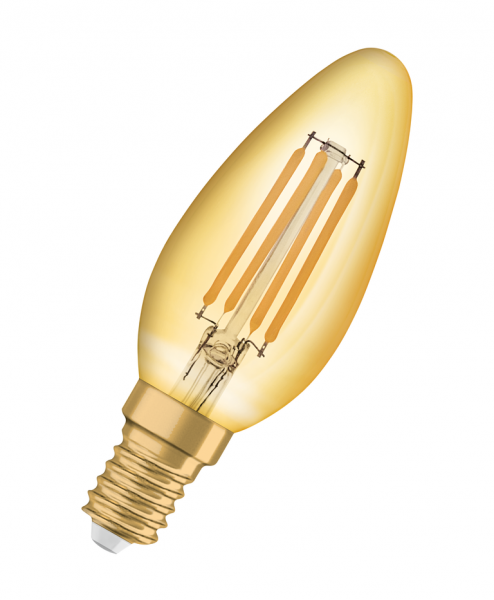 Osram / Ledvance Vintage 1906 Kerze B LED Filament 4-35W 824 extra warmweiß 410lm E14 gold 300° 220-240V