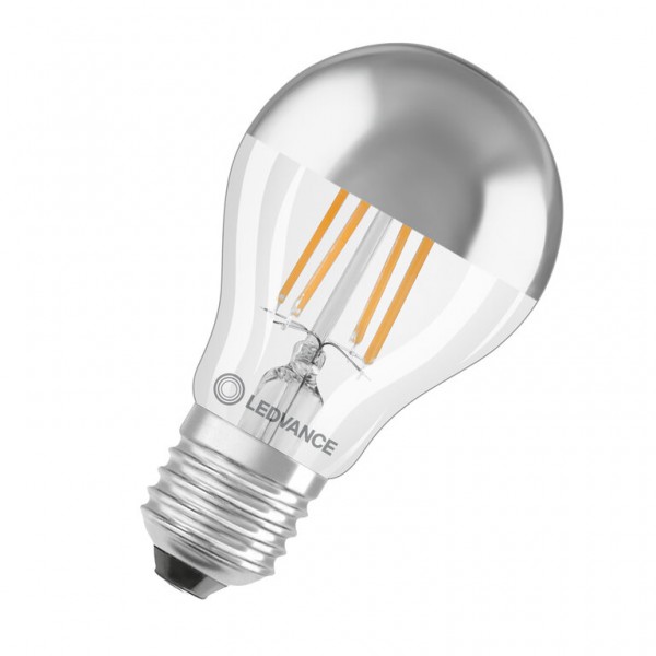 Osram / Ledvance Classic A LED Filament Performance 6.5-50W 827 warmweiß 650lm E27 verspiegelt silber 300° 220-240V